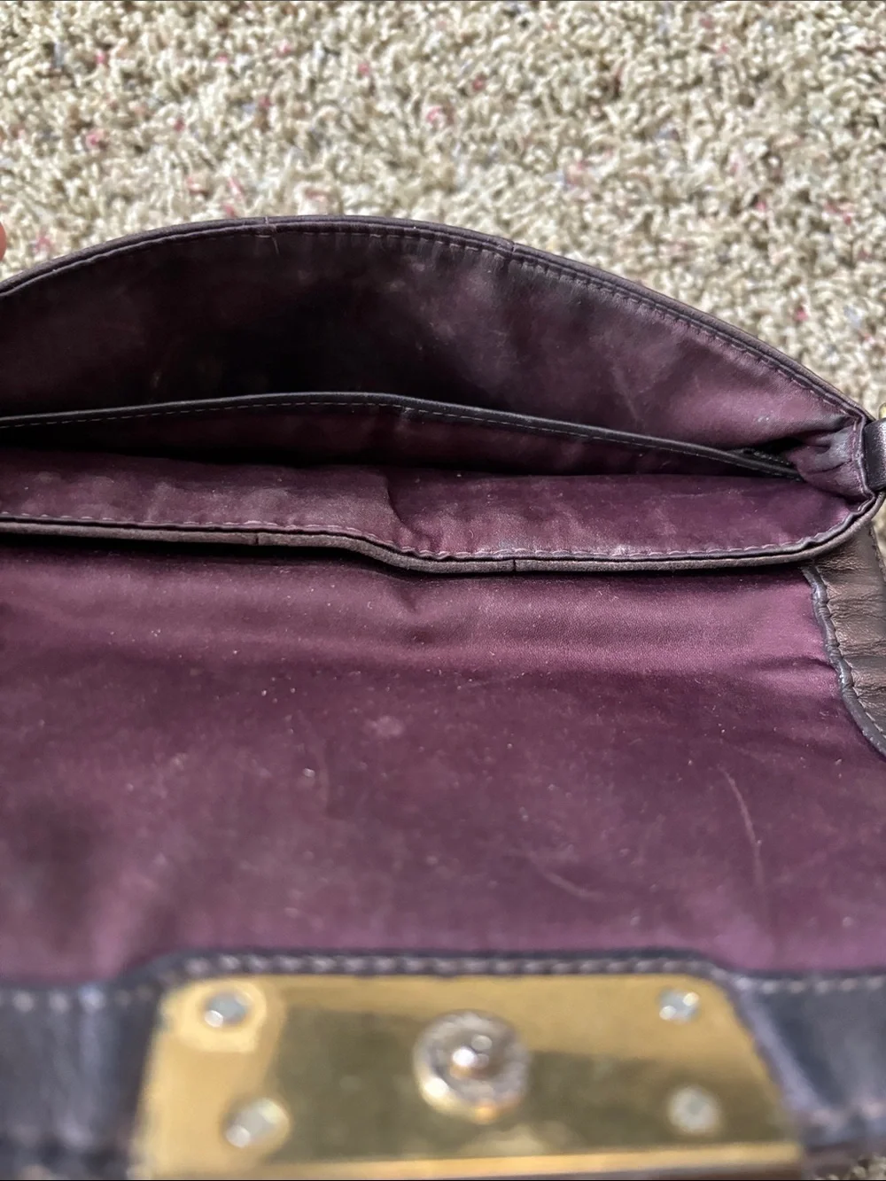 Coach Kristin Metallic Bronze Leather Flap Crossbody Bag
